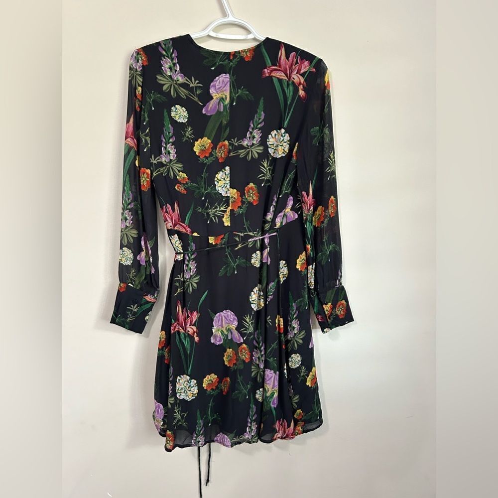 ZARA | Floral Print Long Sleeve Wrap Dress - Picture 4 of 11